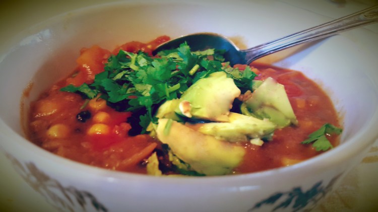 turkey butternut squash chili close up